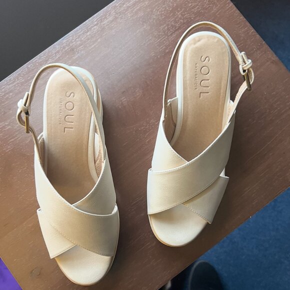 Naturalizer SOUL Goodtimes Slingback Wedge – Porcelain White, Size 10W (New in B - Picture 3 of 9